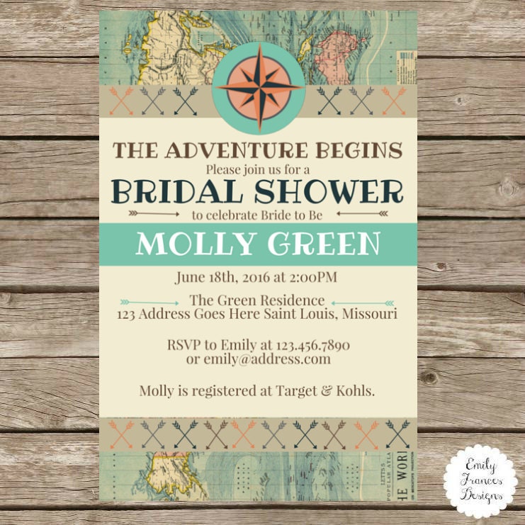 Travel Themed Wedding Shower Invitations 6