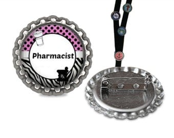 Pharmacist Lanyard Pin lanyard clip id, pharmacy id, id tag, retractable id, lanyard id, tag, badge holder, badge clip, name badge holder