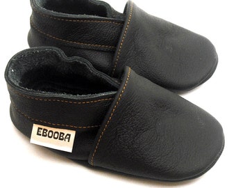 soft sole baby shoes infant kids children girl black 18 24 bebes garcon fille cuir souple chaussons Krabbelschuhe porter ebooba OT-17-B-M