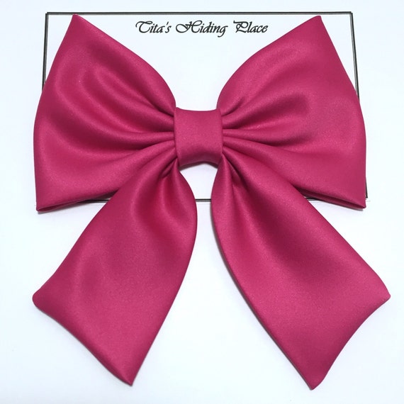 Hot Pink Satin Hair Bow/ Magenta Satin Hair by TitasHidingPlace