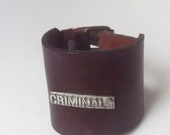 SUMMER SALE Vintage Mens Brown Leather Cuff Bracelet, Men's Leather Cuff