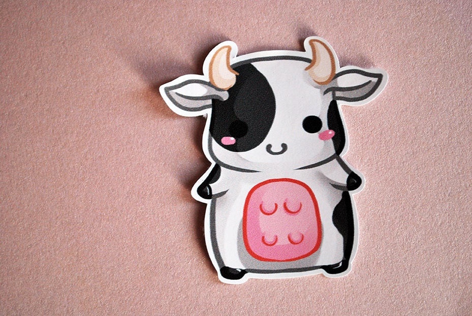 Kawaii chibi baby cow sticker cute art farm animal planner