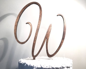 Wooden Wedding Cake Topper: Letter W, Monogram Cake Topper, Rustic Cake Topper, Handmade Cake Topper