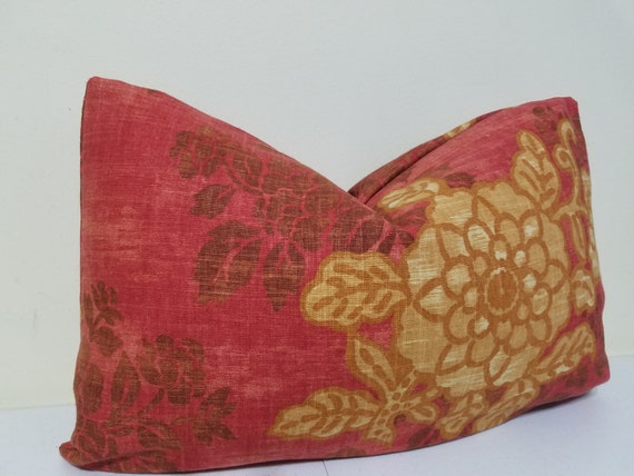 Robert Allen Decorative Lumbar Pillow Cover Brick Red Gold/