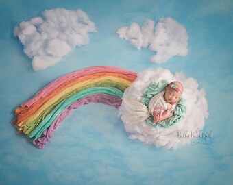 Rainbow Baby Tieback - Rainbow Baby headband prop - pastel rainbow baby tieback - Photography prop - Rainbow baby gift - newborn headband