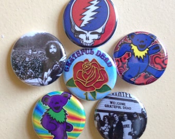 Grateful Dead pin back buttons 1.25" set of 6