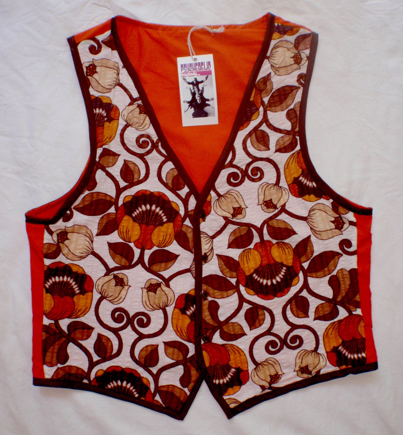 Funky Mens Waistcoat vintage recycled fabric by Psychedelicbaglady