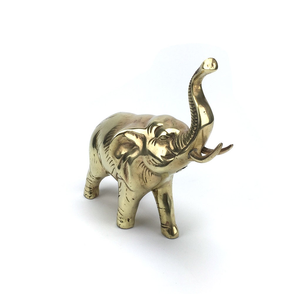 MED Vintage Brass Elephant Figurine Statue Gold by HarpersFlea