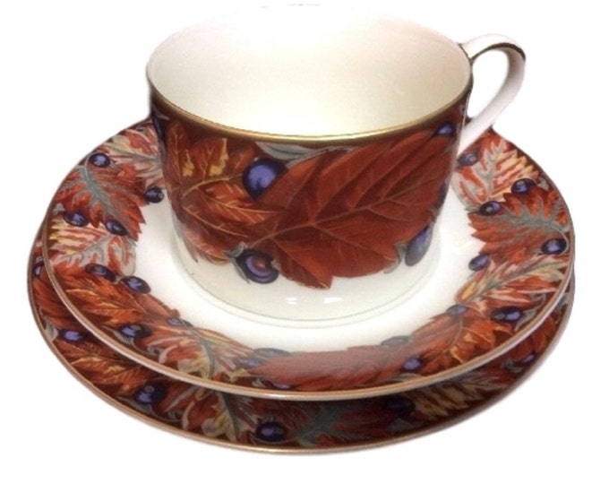 Mikasa Fine China Cup and Saucer Plus A Dessert Plate Mystic Fruit LL208 Discontinued Mikasa Pattern
