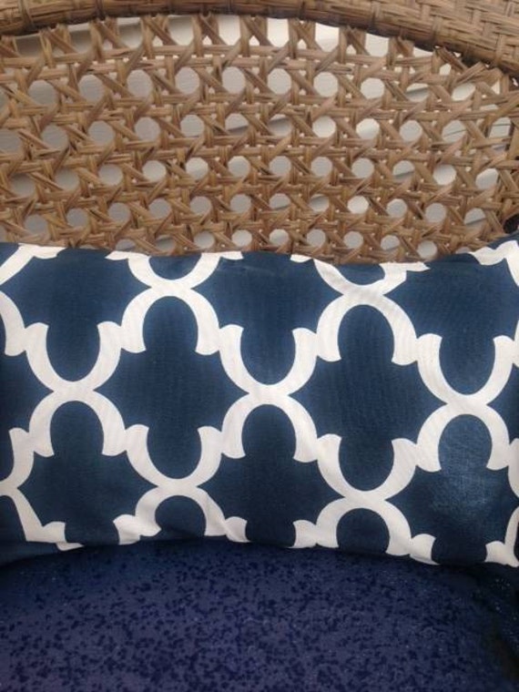 navy and white pillow cover