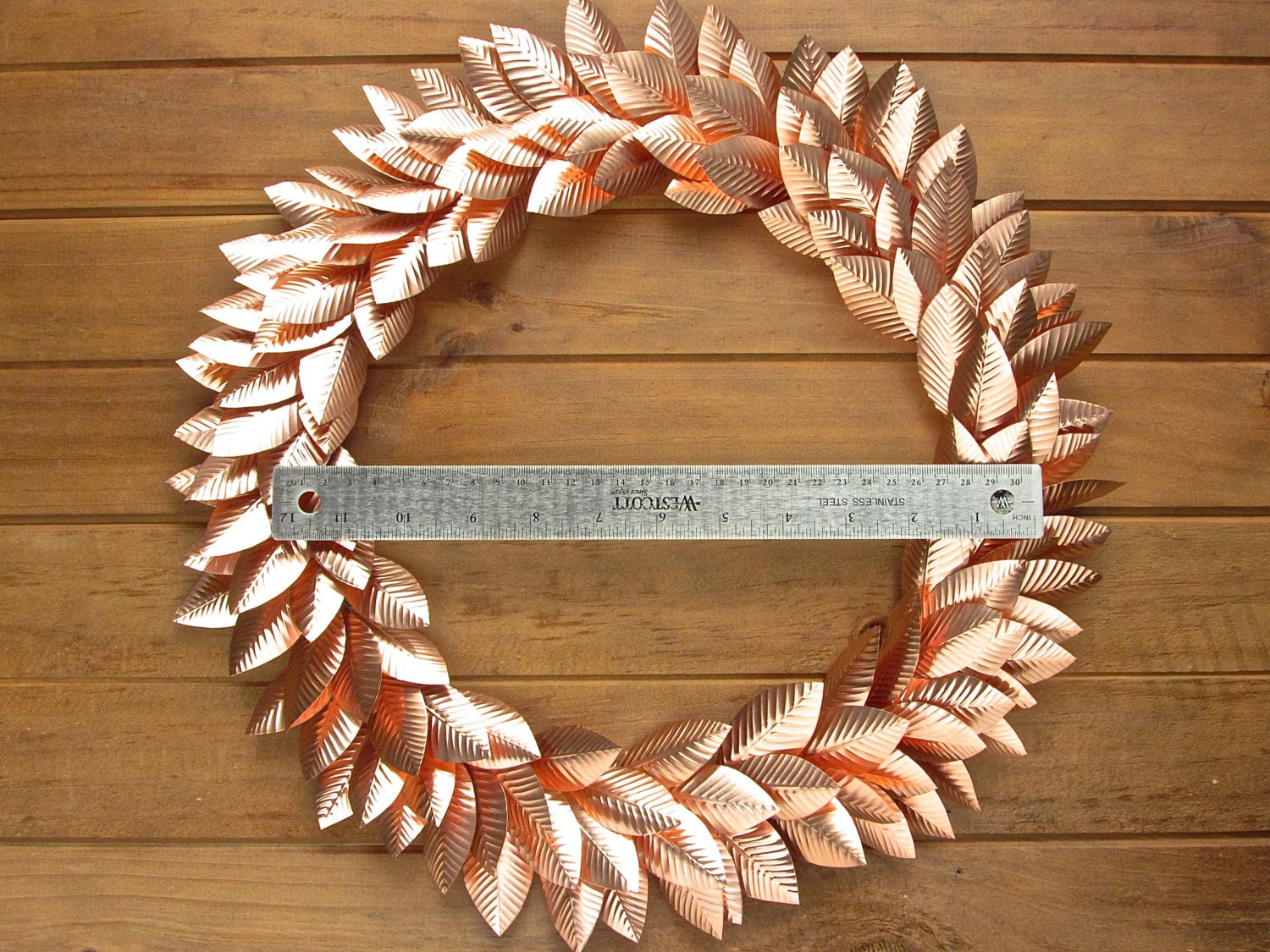 Large Copper Leaf Wreath Christmas Door Wreath Rose Gold
