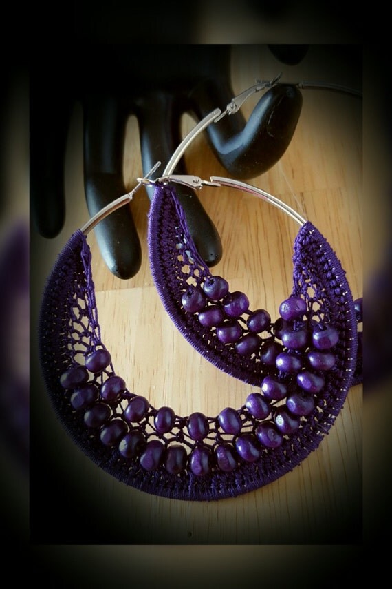 Double Beaded Crochet Hoop Earrings by SoSweetSoSassy on Etsy