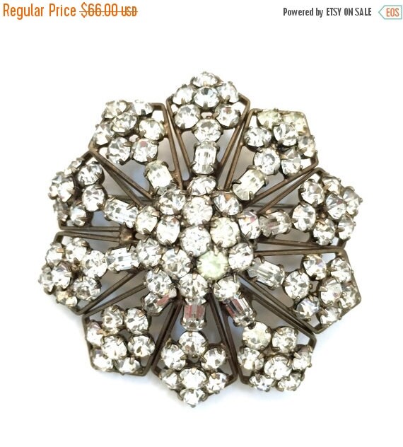 Weiss Rhinestone Brooch Brilliant Round & by Vintageimagine