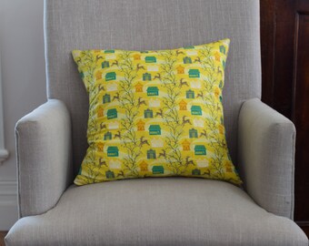 Anna Maria Horner, Little Folks, VOILE, Forest Hills Citrus 45cm square cushion cover/pillow with EST French linen backing