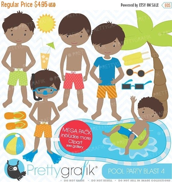 80% OFF SALE pool party clipart commercial use, vector graphics, digital clip art, digital images - CL455 Il_570xn