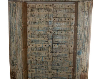 Antique Doors hand carved  BOOKSHELF with original brass & iron work with Frame 18C