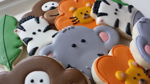 Safari sugar cookies jungle cookies monkey elephant