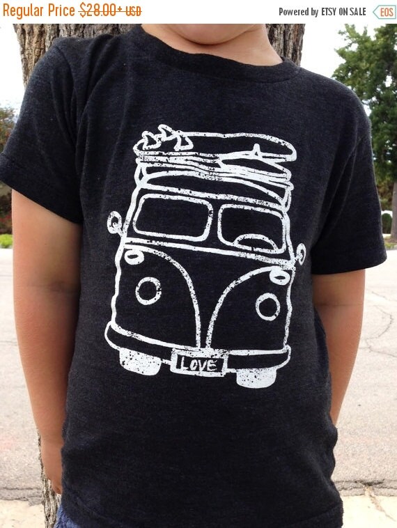 SALE Kids Tshirt Black Tshirt VW Bus Shirt by LittleFootClothingCo