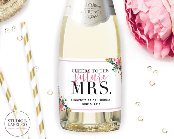 Bridal Shower Favor Mini Champagne Labels