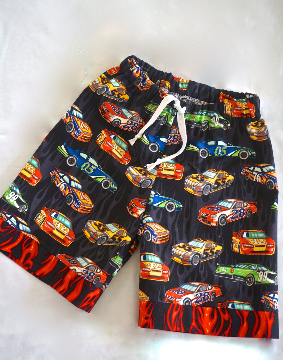 Boy Flaming Race Car Shorts By Official Baby Business