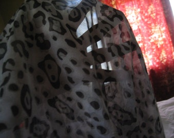 3 Yds @ 58" wide Black and gray sheer leopard animal print chiffon