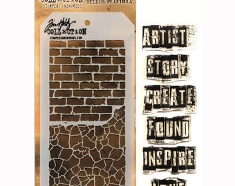Tim Holtz Stamps and Stencils Set - INSPIRATIONAL Stampers anonymous THMM102 1-cc02