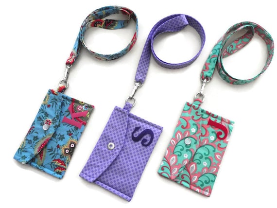 Key Lanyard with Wallet Monogram Fabric Wallet by DonnaLeeBags