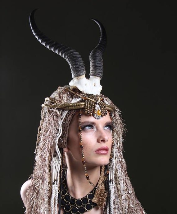 Items similar to Forest Druid Goddess Tribal Barbarian Headdress with