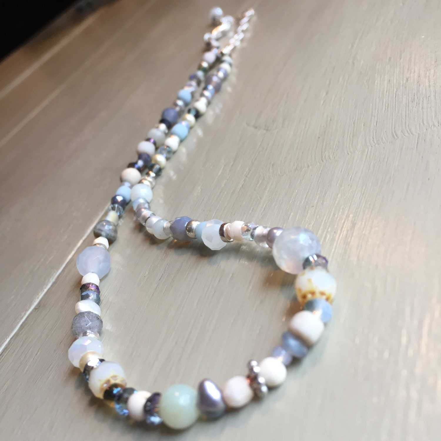 Gemstone & Beads Necklace EN1643 by BluEyedHorseDesigns on Etsy