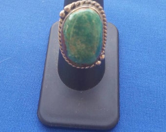 Sterling Silver Turquoise Ring size 9 Navajo made