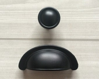 2 3/4" Cup Handle Pull Dresser Knobs Pulls Drawer Knob Pulls Handles Knobs Rustic Black Retro Cabinet Pull Handle Lynns Hardware 2.75" 70 mm