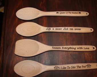 Personalized Laser Engraved Wooden Spoon