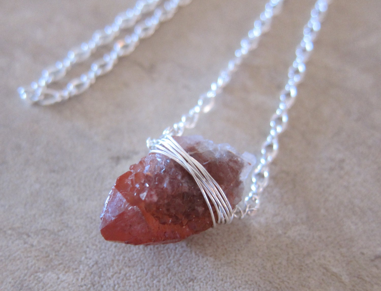 Rare Red Quartz Layering Necklace Crystal by ElementalAttunements