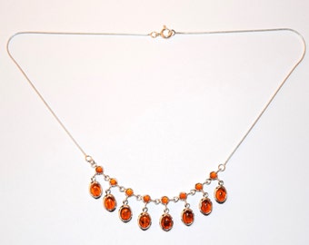 sterling silver necklace with natural Baltic amber