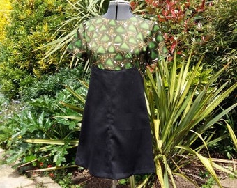 Mod 60's scooter dress handmade using beautiful vintage pattered fabric