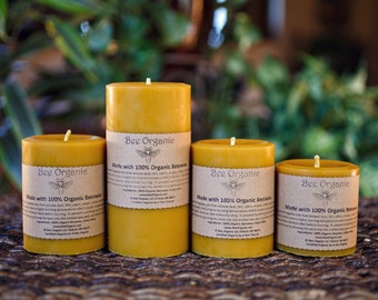 100% Raw Organic Beeswax Pillar Candle 3 Sizes Available