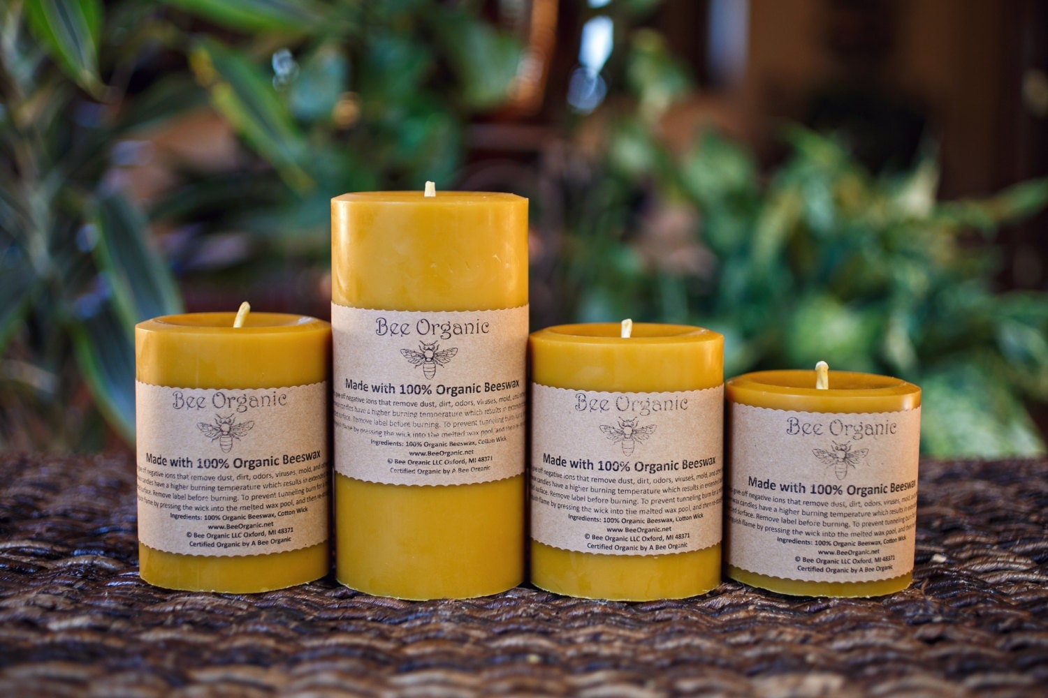 100 Raw Organic Beeswax Pillar Candle 3 Sizes Available