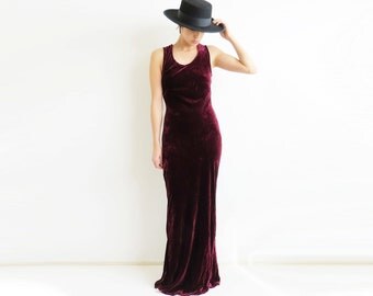 collectif mainline anjelica velvet maxi dress Collectif Anjelica Velvet Maxi-dress Wine Red UK20 BNWT RRP80