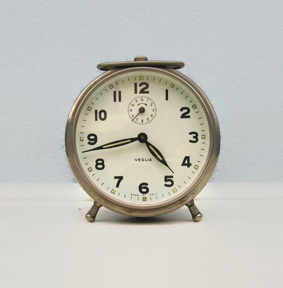 Italian Sveglia Veglia Mechanical ALARM CLOCK Desk by KrissVintage