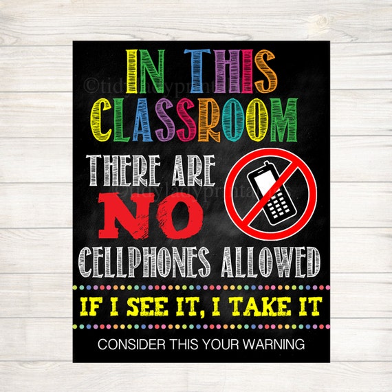 No Cellphones Allowed School Poster Classroom Decor