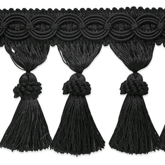 By the Yard4 Black Tassel Fringe Trim Fabric Fringe
