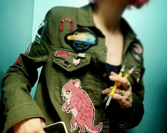 Limited Edition collab with Mab Graves CHAIN STITCH 'Dino Kitty' PATCH