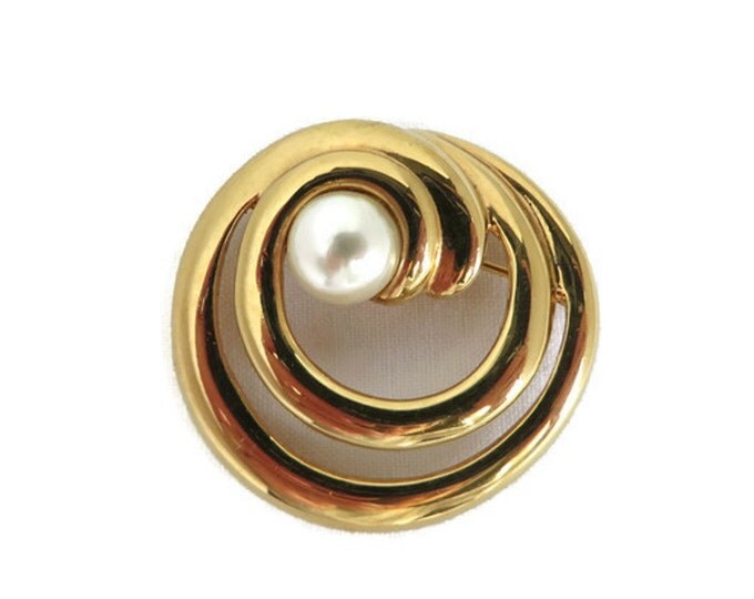 Napier Brooch - Vintage Faux Pearl Circle Brooch Pin, Perfect Gift, Gift Box