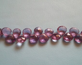 Purple Mystic Quartz Faceted Heart Briolettes, 5-7 mm, 6 beads, GM0102FH/5/6 #221