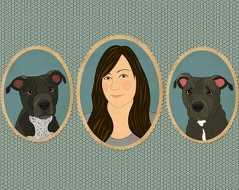 Custom portrait. Personalized portraits for animal lovers. Pet portrait commissions and memorials.