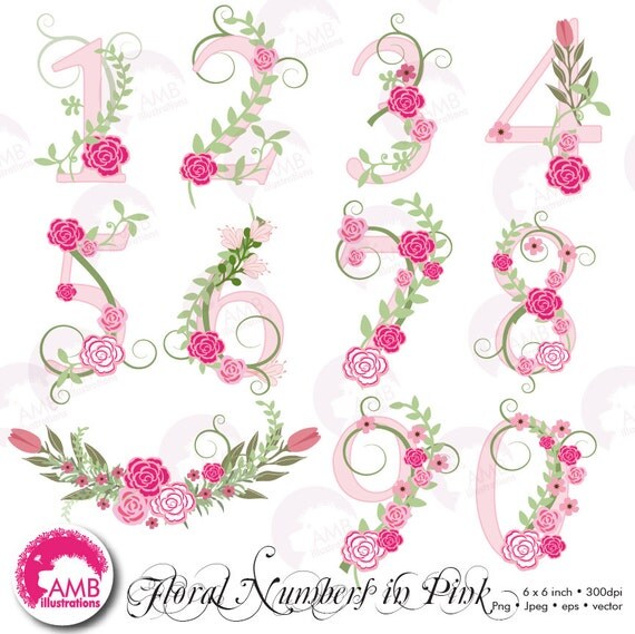 floral numbers clipart numerical clipart floral clipart