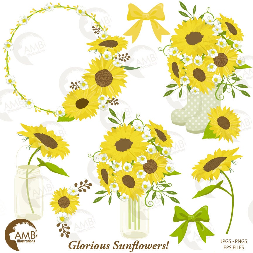 sunflower clipart wedding clipart shabby chic sunflower clipart wedding clipart shabby chic