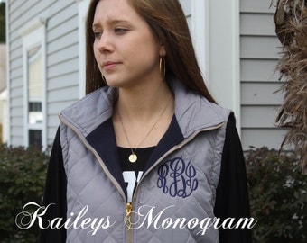 Monogram Vest - Preppy Monogram - Vest - Puffy Vest - Outerwear - Monogram Vest for Women - Puffer Vest - Personalized Vest - Christmas Gift