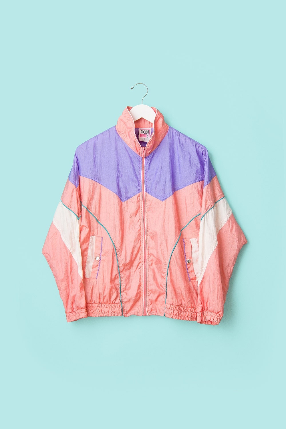90s Pastel Pink Windbreaker Kawaii Thin Stripes Sporty White