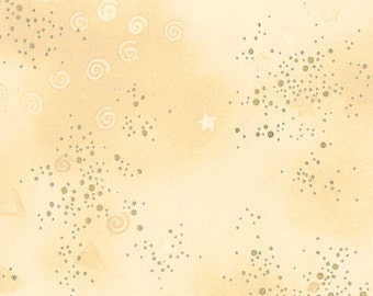 Christmas Fabric, Laurel Burch Fabric, Glitter Fabric - Clothworks YO808 2M Light Cream - Gold Metallic - 1/2 yard
